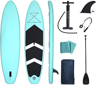WBJLG Inflatable Stand Up Paddle Board Paddleboard With Accessories Backpack Bag Adjustable Aluminium Oar Pump Pressure Gauge Leash Removable Fin