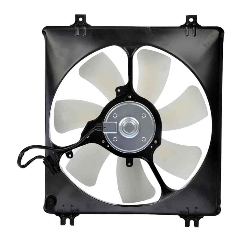 KarParts360 for Honda Accord 2008 2009 Condenser Fan | Plastic Blade Material | Male Connector | Brushed Mount Type | Stamped Steel Shroud | 2 Terminal | Replacement for 38611R70A01, 38615R70A01