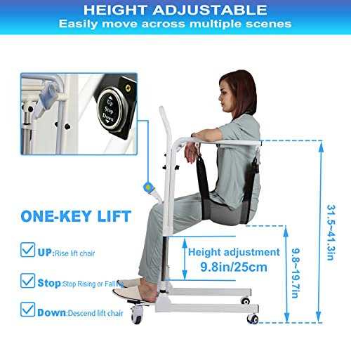 Seveni Patient Lift Wheelchair For Home Transport Chair Bedside Transfer Chair Toilet Seat, Bathroom Rolling Shower Chair Lift Aid Handicapped Elderly One-Button Lifting For Seniors #TOP2