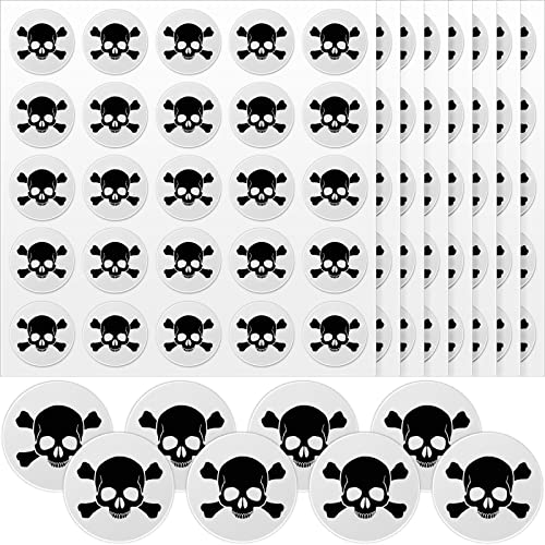 Image of Leinuosen Helmet Stickers Football Baseball Helmet Decals 1-1 /8 Inch Vinyl Sports Football Decals Self Adhesive Hockey Stickers for Hockey, Lacrosse, Batting(White Print Black,Skull)