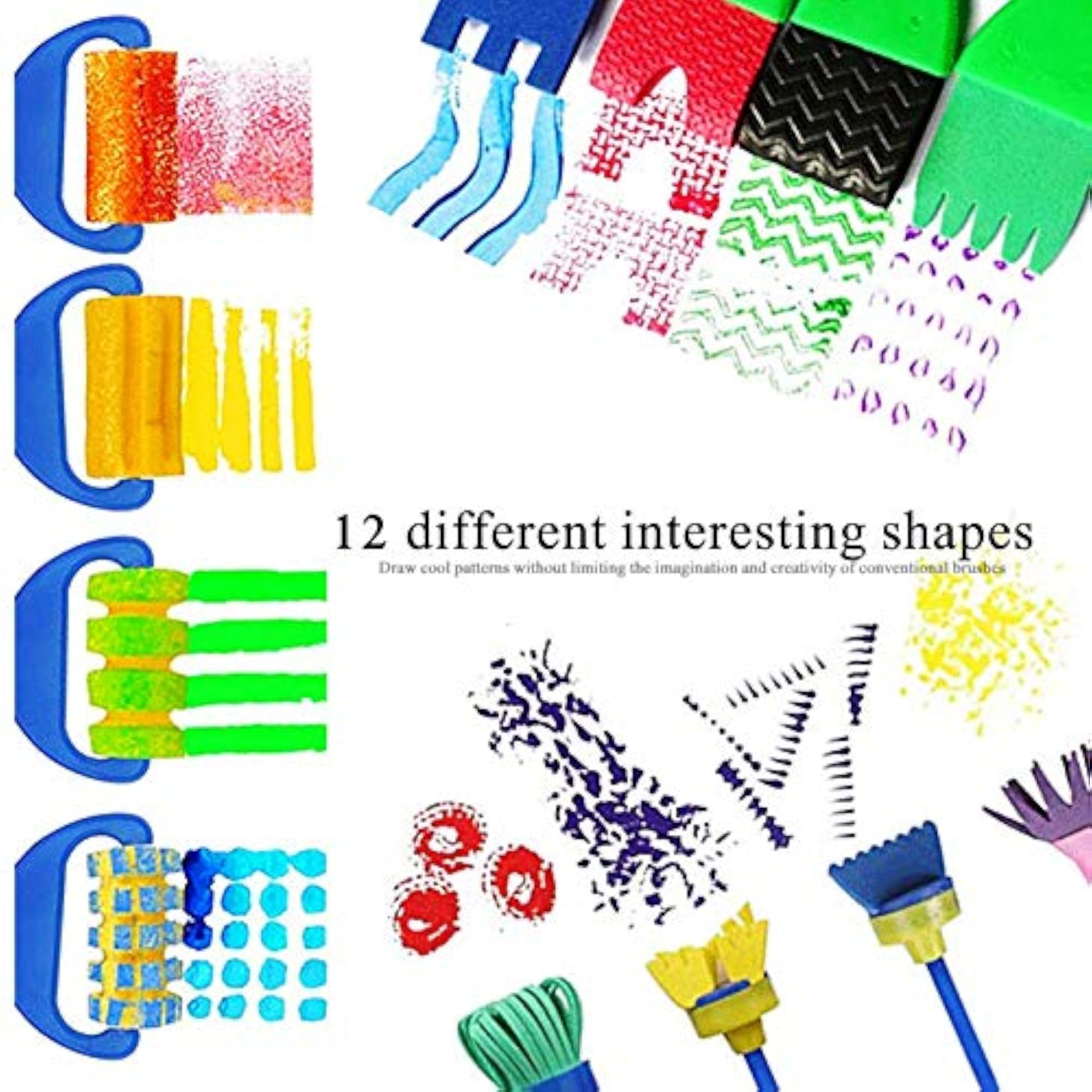 12Pcs Mini Painting Foam Sponge Brush Tools Kit