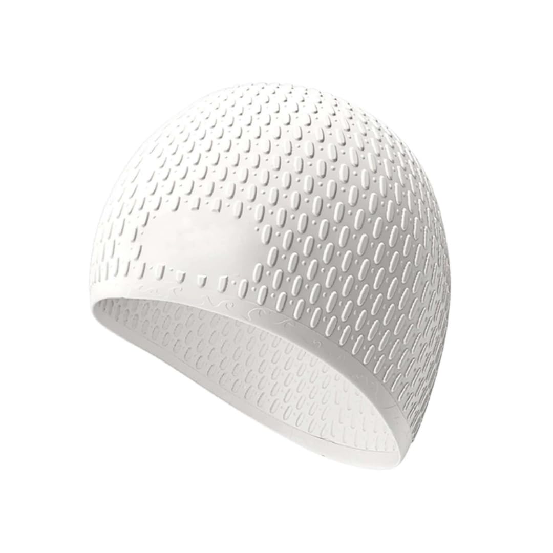 First Lens Silicon Bubble Dot Swim Cap, Swimming Cap for Long & Short Hair, Cover Ears to Keep Hair Dry, Waterproof Swim Caps, Anti-Slip Comfortable -Adults Men & Women (White) (B0CR1PSYXV) Amazon Price History, Amazon Price Tracker