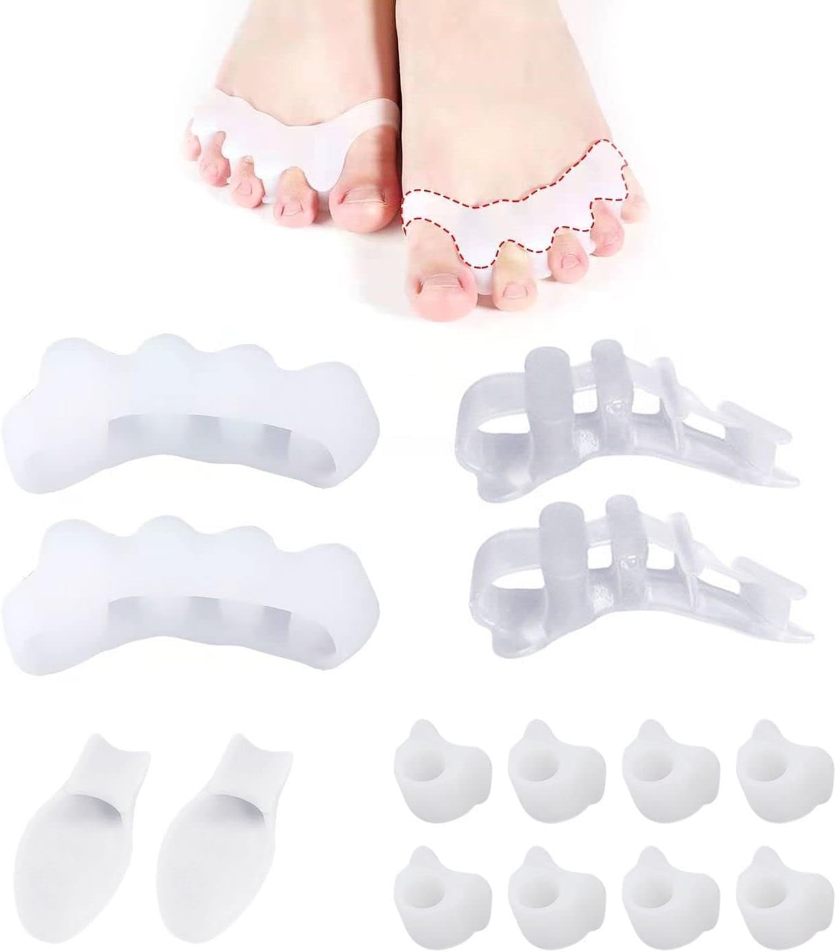 14 Pieces of Soft Stretchable Toe dividers, Comfortable and Durable, not Easy to deform Silicone Toe dividers, Corrective straightening Toe dividers