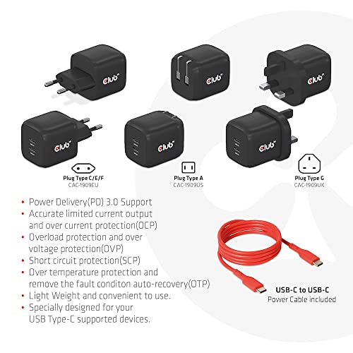 Cargador GaN USB C de 45W compatible con Power Delivery 3.0 4
