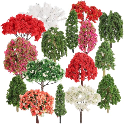 Mini arbres miniatures en PVC stables lot de 16 pour modélisme et décors