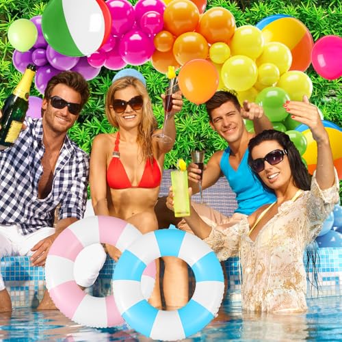 Lunmon Summer Tropical Balloon Arch Garland Kit Pool Decorations Outdoor Pool Balloons Backdrop Beach Ball Swimming Tube Tropical Luau Hawaii Holiday Swim Party Supplies(Fresh Color,115 Pcs) by Lunmon - Used condition - Image 9