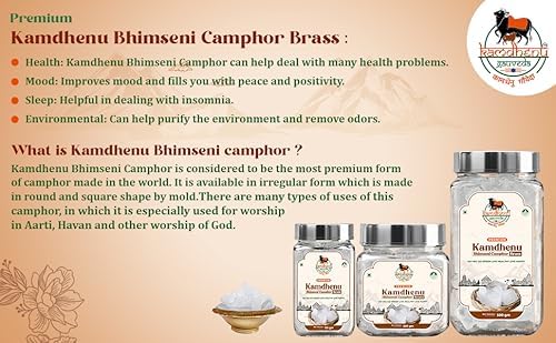Image of First Glass Jar Pack Lab Tested Mangal Bhimseni Brass Feng Shui Energised Camphor Pure Organic Kapoor Electric Diffuser Kapur Havan Puja Meditation Air Purifier Long-Lasting Sweet Fragrance Kapuram