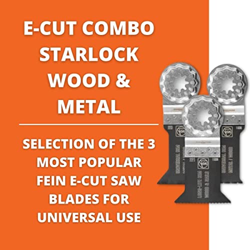 Fein Starlock E-Cut Combowood & Metal Saw Blade - Universal Saw Blade (1-1/8" & 1-3/4"), Long-Life Saw Blade (2"), 3-Pack - 35222952140 #TOP2