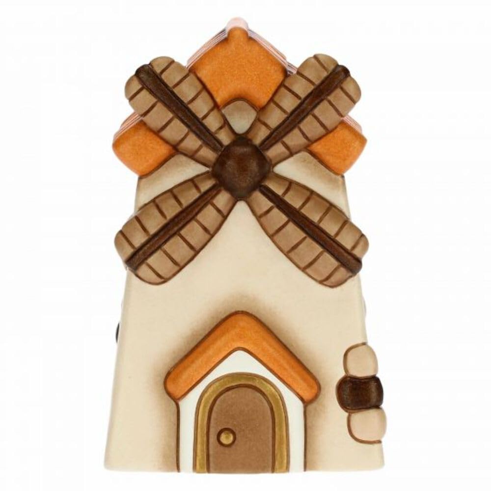 THUN - Statuina Presepe Mulino a Vento - Decorazioni Natale Casa - Linea Presepe Classico - Ceramica - 7,5 x 7,5 x 12,5 h cm