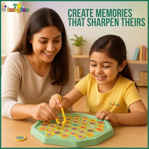 Image of Toy Imagine Animal Memory Flip Chess Game | Montessori Matching Board Games with Animal & Fruit Tokens | Educational Brain Teaser Development Activities for Kids & Families, Multicolor