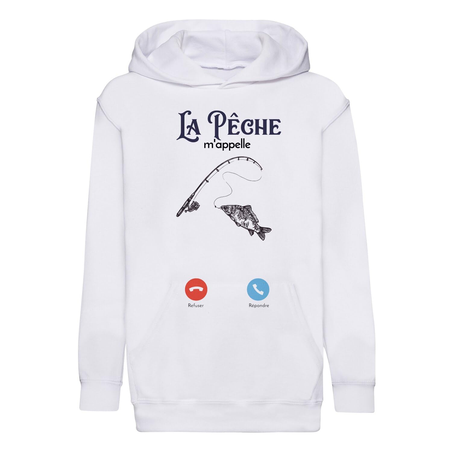 Sweat à capuche enfant la pêche m'appelle vêtement loisir lac
