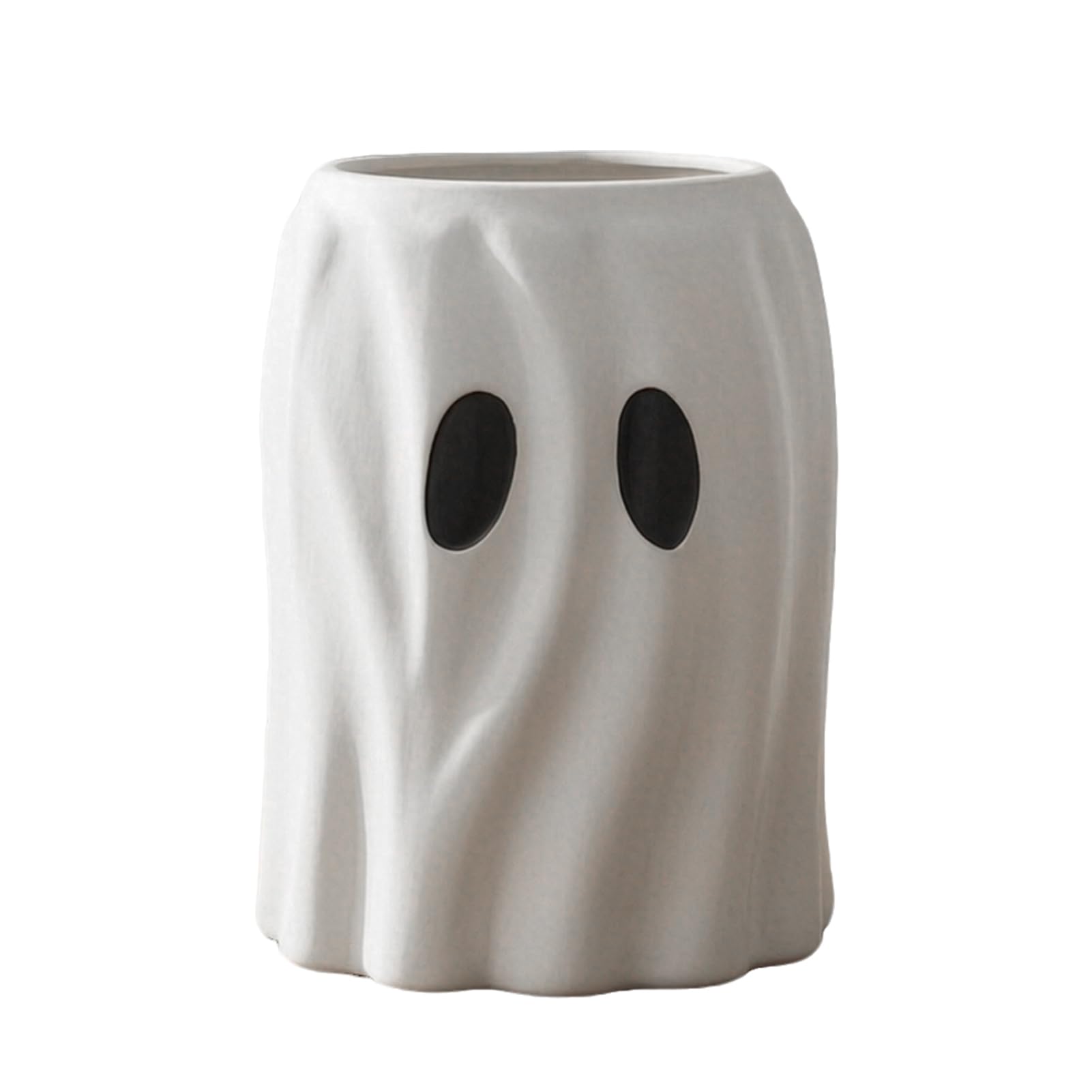 Ghost Flowerpot Resin Halloween Planter for Indoor Home Decor, Creative Desk Pen Holder and Makeup Brush Organizer, Unique Gothic Floral Vase, 25cm Large Statue 1pc