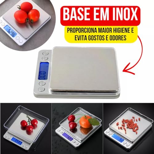 Mini Balança Digital de Cozinha Portátil 2kg de Alta Precisão 0,1g Até 2kg Multiuso Doméstico Alimen