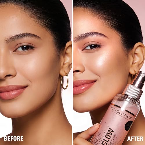 Image of Makeup Revolution Fix & Glow Fixing Spray, Illuminating & Hydrating, Vegan & Cruelty-Free, 3.38 Fl Oz