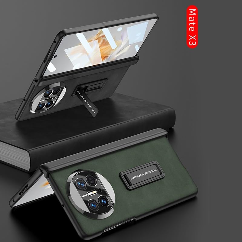 Charnière Huawei Mate X3 protégée : coque grise intégrale en cuir - 5