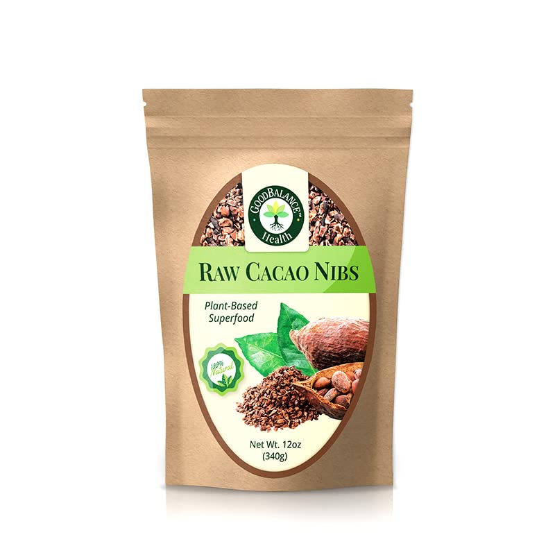 Good Balance Health Raw Cacao Nibs, alternativa a las chispas de chocolate, perfectas para hornear, batidos, a base de plantas, orgánicas, sin