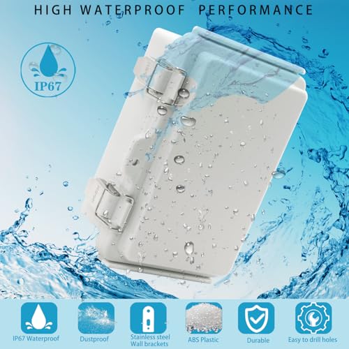 Image of Waterproof Electrical Box Junction Box Weatherproof IP67 ABS Plastic Enclosure Switch Router Project Box Electronics Enclosure with Mounting Plate Wall Bracket Grey 5.9 inchx3.9 inchx2.8 inch