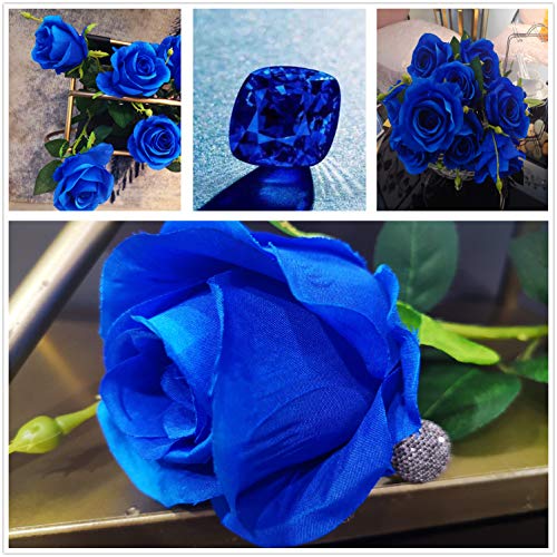 Anothergifts Artificial Silk Rose Flower Bouquet Home Decor Wedding Party Garden, Pack Of 10(Royal Blue)… #TOP5