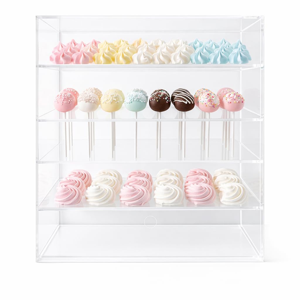 Completeshopfittings Transparent Acrylic Bakery Pastry Display Case Stand Cabinet Cakes Donuts Cupcakes Pastries (5 - Tier)