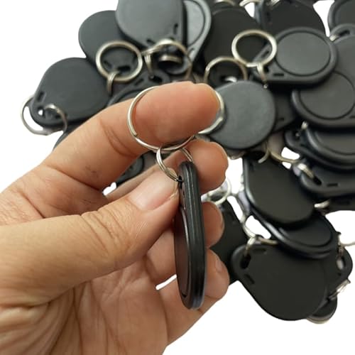 100 Stück klassischer 1K-Schlüsselanhänger, M1, 13,56 MHz, RFID-Tag ISO14443A, Zugangsschlüssel, lesbar und beschreibbar (schwarz)