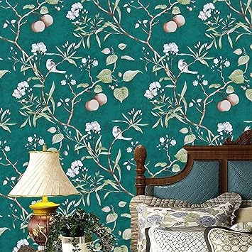 Image of Self Adhesive Waterproof Wallpaper for Kitchen Living Room Bed Room Furniture Makeover Cabinet Shelf Liner Tile Pattern Removable Contact Paper(Vintage Flower & Bird (45X500 CM)