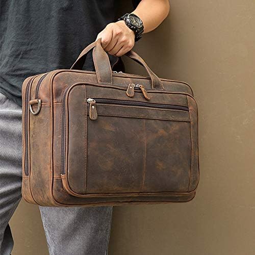 Compatible For Vintage Designer Men Briefcase Laptop Bag Leather Male Business Handbags Thick Cowksin