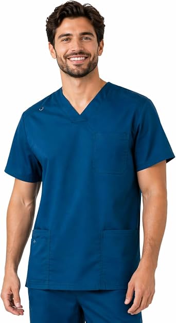B-Well Marco Scrubs Uniforms - Men's Short Sleeve V-Neck Scrubs - Slip-On