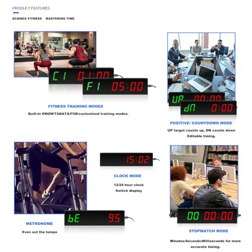 Cronómetro LED programable CHEWYZ de 6 dígitos para fitness, ideal para gimnasio, entrenamiento en casa y cronometraje de carreras miniatura 3
