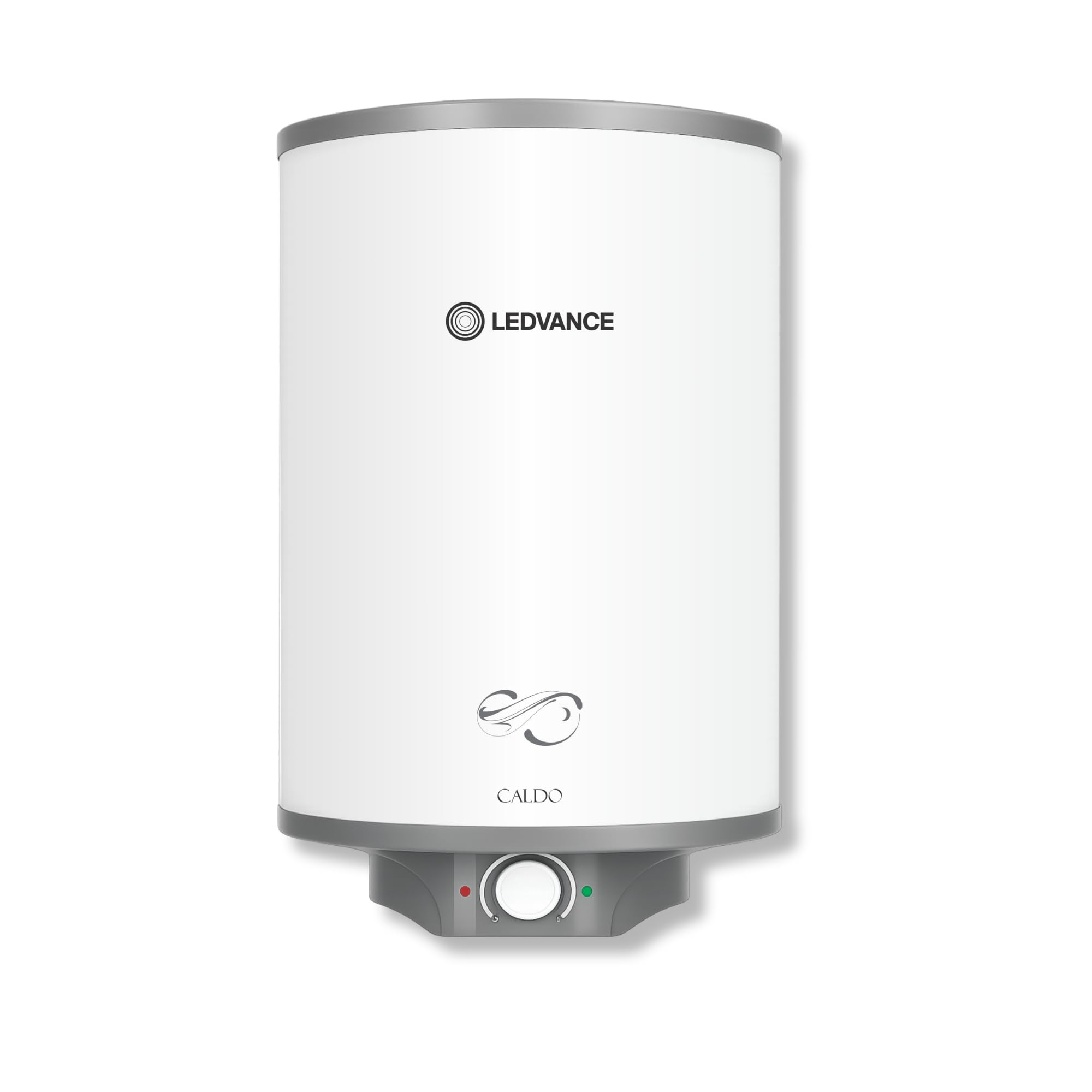 Ledvance Caldo Geyser | Storage Water Heater for Home & Kitchen | 2KW | Polymer Coated Tank I Rust & Water Proof I 8 BAR Rated Pressure | 5 -Year Warranty (White & Grey, 25 Litre)-image-1