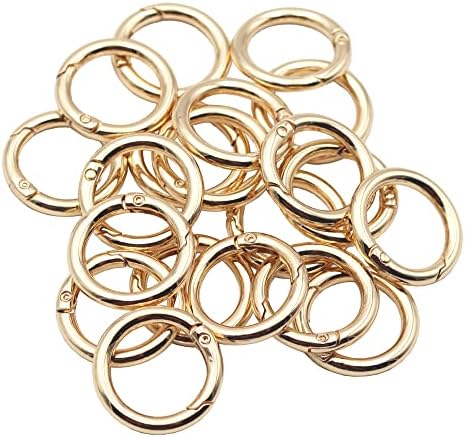 JWBIZ 20pcs Trigger Spring O Rings Round Carabiner Clip Snap for Keyrings Buckle, Bags,Purses (Gold, 3/4 inch)
