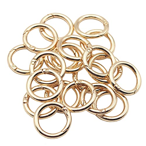 Jwbiz 20Pcs Trigger Spring O Rings Round Carabiner Clip Snap For Keyrings Buckle, Bags,Purses (Gold, 3/4 Inch) #TOP2