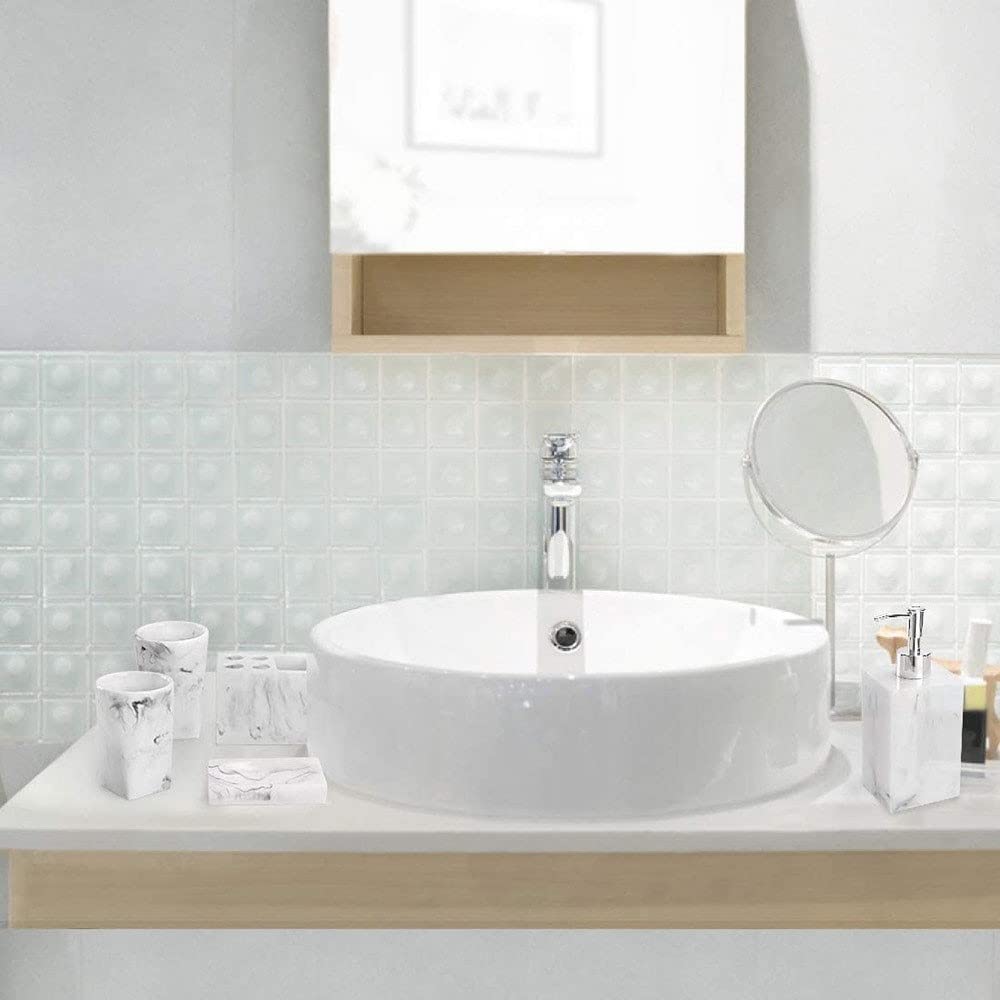 DSMYYXGS Juego de Accesorios for Baño 5 Piezas Colección Marble Pattern Accesorios Conjunto - Porta Cepillos de Dientes, Jabonera, Dispensador de Jabón, Vaso for Enjuague Bucal