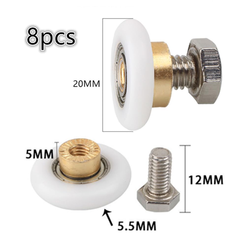 8 pezzi Ruote Della Doccia, Ruote Della Doccia, Rulli di Ricambio per Porta Doccia, Diametro Di 20mm, Per Porta Della Doccia