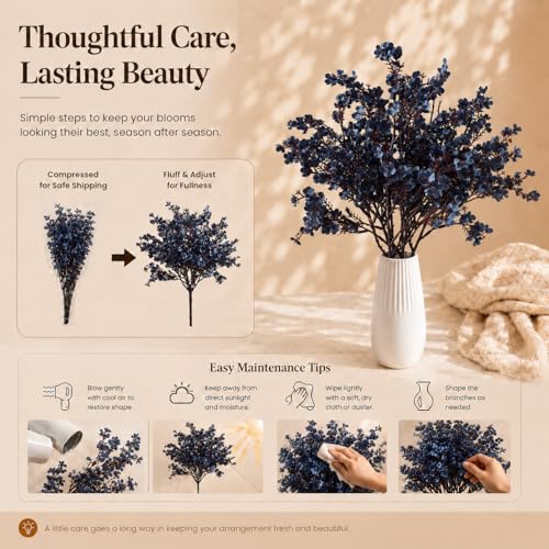 Image of Mandy's 6 Bundles Artificial Dusty Blue Baby's Breath Flowers