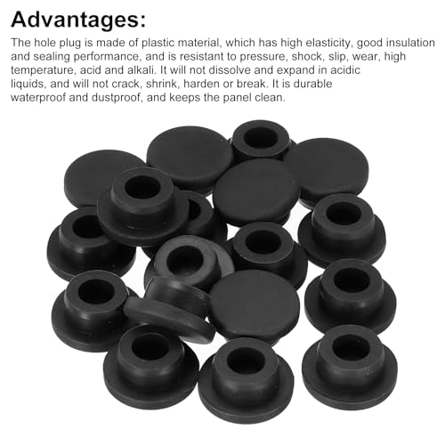 Image of MECCANIXITY 18pcs T-Shaped Silicone Plugs 23mm 7 /8 Inch Dia Snap in Plug Hole Seal Cover Round Rubber Stopper for Kitchen Rubber Bulkheads Waterproof Sealing Plugs Black