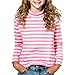 Girls Long Sleeve Striped Shirts Casual Turtle Neck T-Shirts Cute Soft Layering Basic Tees Undershirts Fashion Tops Pink