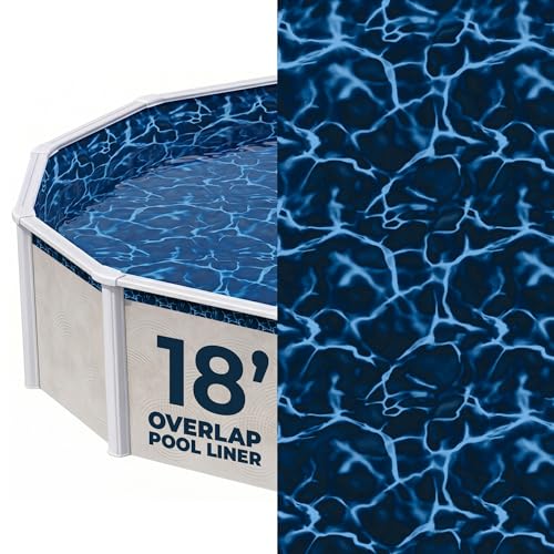 Blue Wave Evening Bay 18-ft Round Overlap Pool Liner for Above-Ground Steel Wall Pools Weather-Resistant Standard-Gauge Vinyl with Welded Seams for 48/54-In Depth Walls - Dark Blue