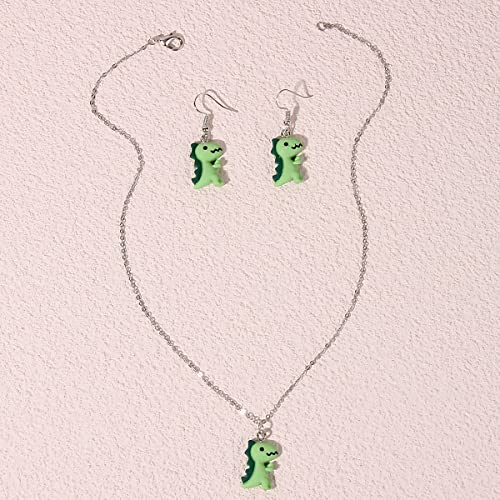 Caiyao Cute Dinosaur Stud Earrings Resin Funny Animal Dangle Earrings Necklace Set for Women-Set4