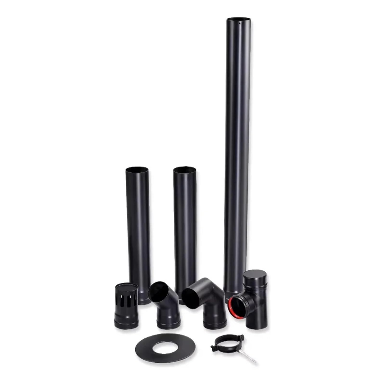 Kit Canna Fumaria in Acciaio al Carbonio, Set Canna Fumaria Personalizzabile for Ventilazione Stufa a Pellet e Camino
