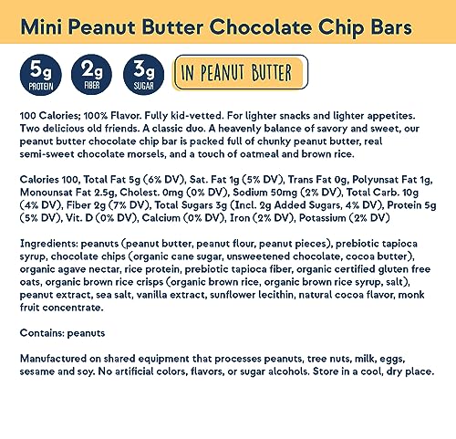 Image of Zing Plant Based Protein Bar Minis, Peanut Butter Chocolate Chip, 100 Calorie Cookie Dough, 5g Protein and 3g Fiber, Vegan, Gluten Free, Soy Free, Non GMO, 18 count