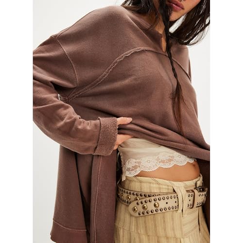 Hixiaohe Women's Oversized V Neck Sweatshirt Casual Long Sleeve Loose Pullover Tops Athletic Workout Sweatshirts Y2k Outfits3