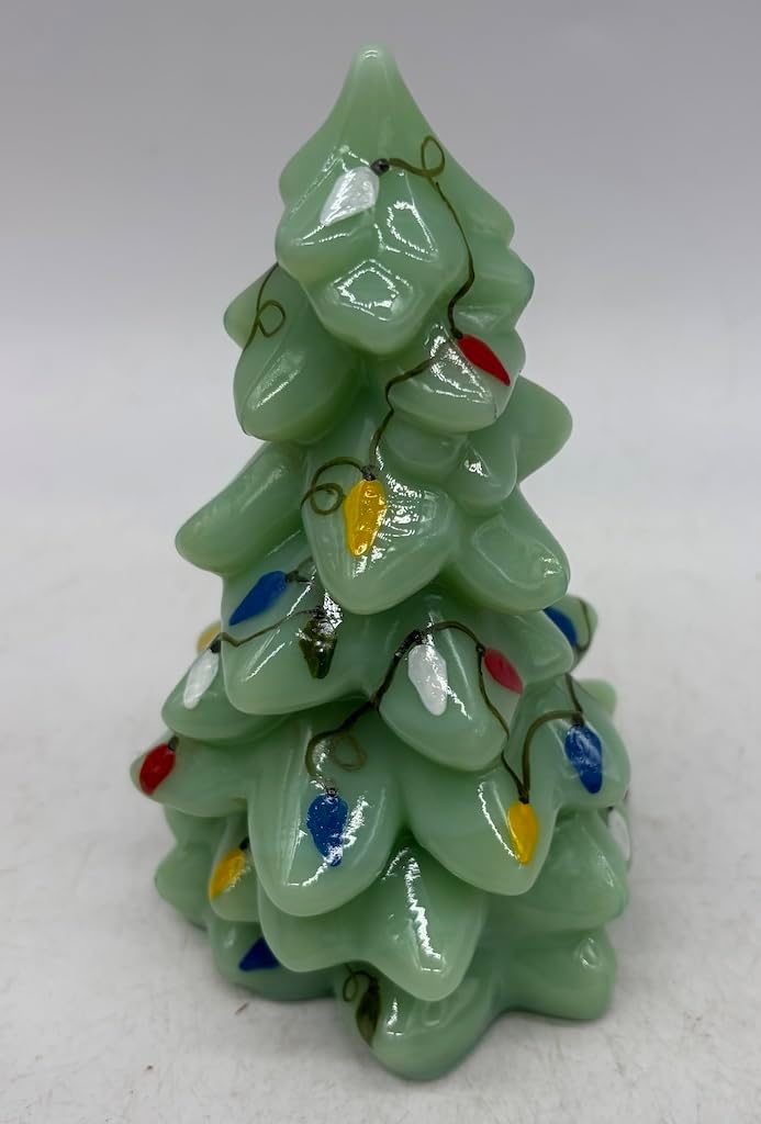 Holiday Christmas Trees - American Made - Mosser Glass USA - Medium 5 1/2" (Apple Green Carnival)