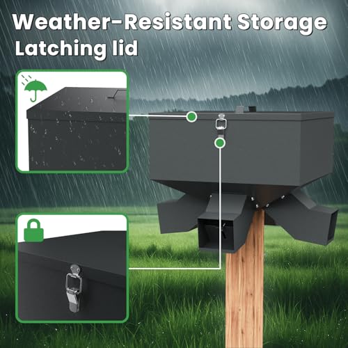 Portable 80LB Gravity Deer Feeder, Heavy Duty Metal Wildlife Feeder with 4 Feeding Ports, Weatherproof for Hunting & Backyard Game - Thumbnail 4