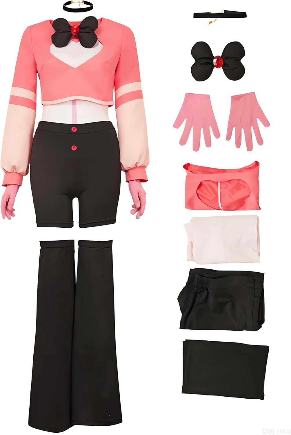 Ubaywey Angel Costume Cosplay Adult Top Gloves Leg Sets Full Uniform Halloween Carnival Outfits Women (Pink, S)
