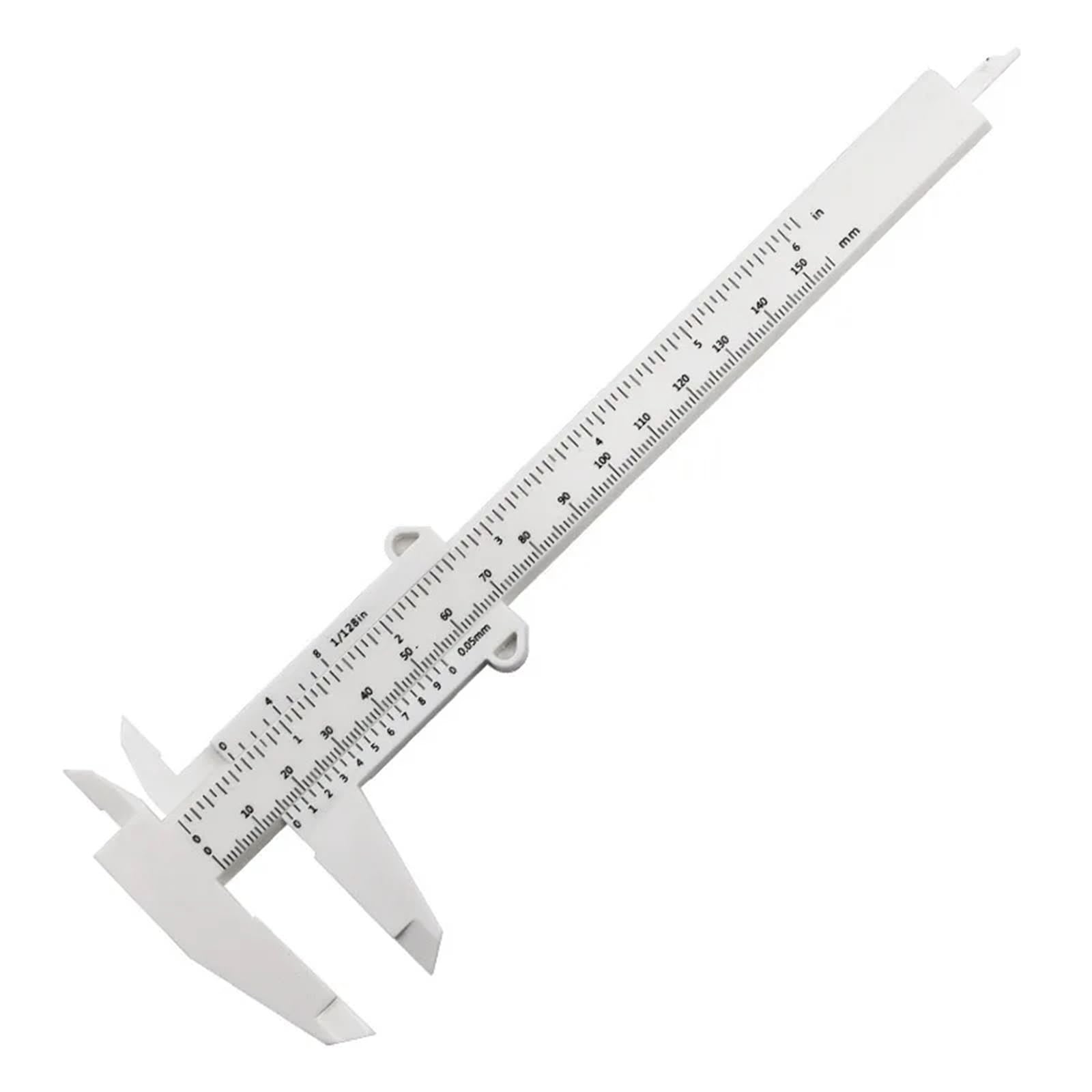 OGQNPJJCJ 0-150mm Vernier Calipers Double Rule Scale Plastic Ruler for Jewelry Measurement School Student Measuring Tools Hand Tool(Blanc)