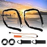 NELAHSHA 2 Stück Paddel Leine Paddel Sicherungslein Elastische Paddelleine aus Poly 1,5M Paddle Leash mit 2 Stück Tropfringe Sicherheit Paddel Leine mit 2 Haken und 1 Pfeife Leine für Kajak, Kanu, SUP
