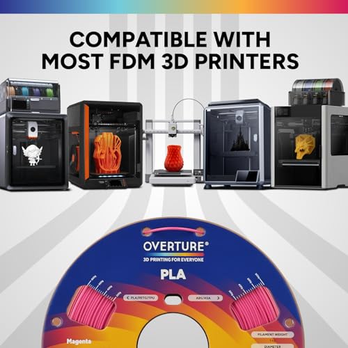Image of OVERTURE High Speed PLA Filament 1.75mm, Neatly Wound 3D Printer Filament 1kg Spool (2.2lbs) Rapid PLA, Dimensional Accuracy + /- 0.02 mm, Fit Most FDM 3D Printers (Magenta)