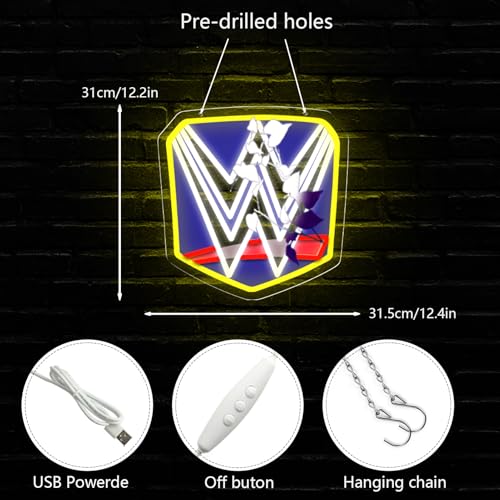 Image of Pugna Wrestling Themed Neon Signs for Wall Decor Neon Lights for Bedroom Led Signs Suitable for Dormitory Man Cave Christmas Gift