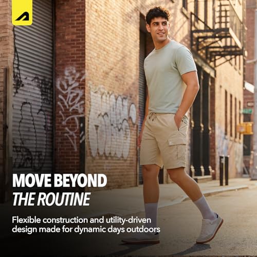 Image of Boldfit Cargo Shorts for Men with Elastic Drawstring Waist, Multi Utility Pocket Short Pant for Men Zipper Design Summer Half Pant for Man Trekking, Hiking & Street Style