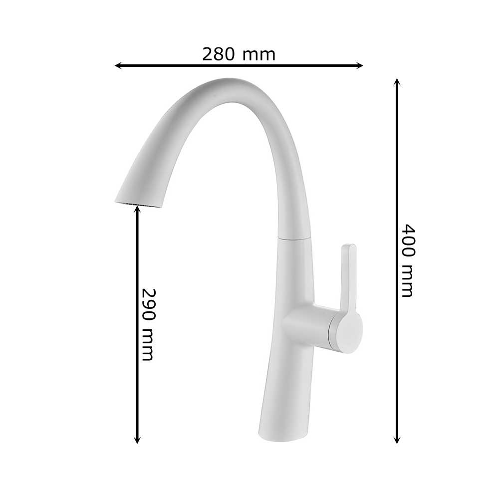 Robinet Melangeur Mitigeur de Cuisine Évier Blanc Bec Pivotante Extractible Sanlingo